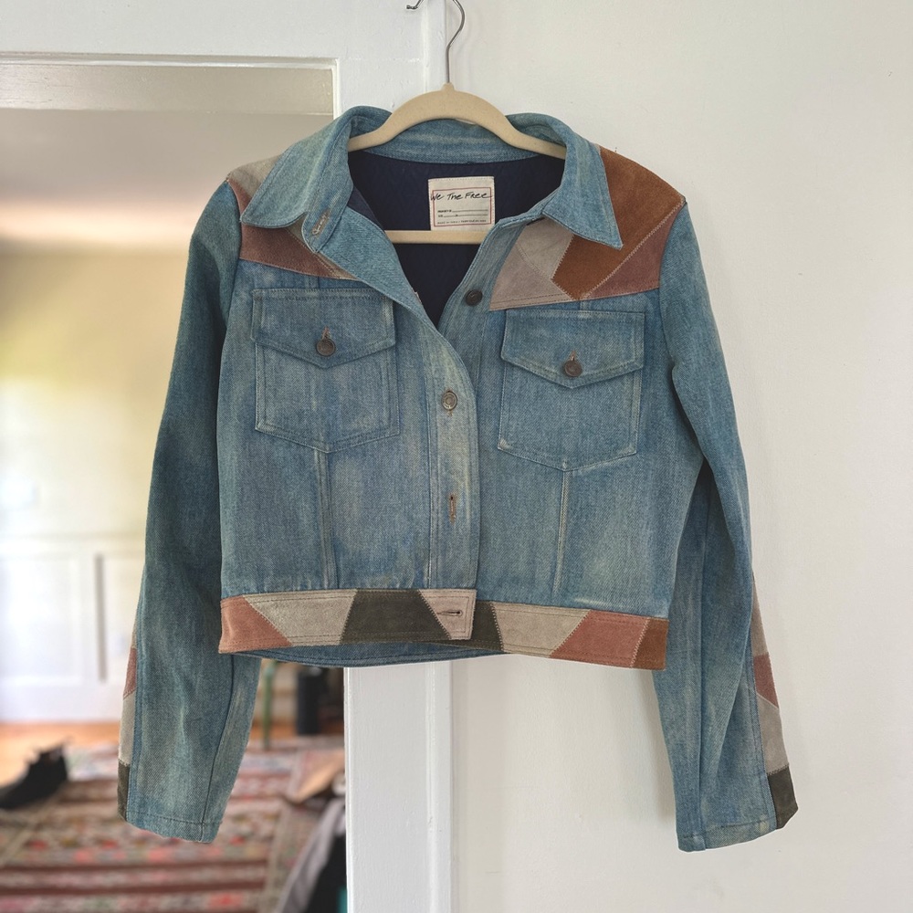 Like new - Super special Free People patchwork denim jacket